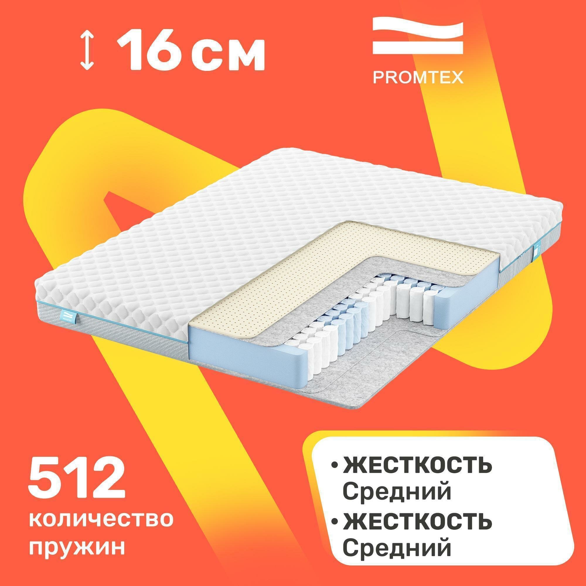 Матрас с независимыми пружинами PROMTEX Soft L1 60x120