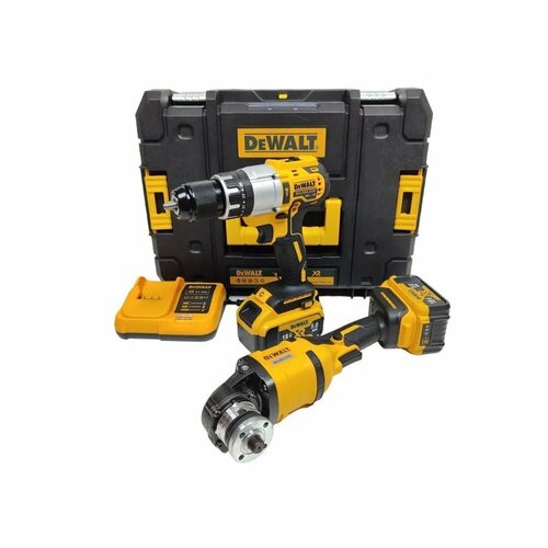 Бесщеточный набор инструментов 2в1 Мощный ударный шуруповерт УШМ болгарка DCG404 с плавным пуском 10700₽