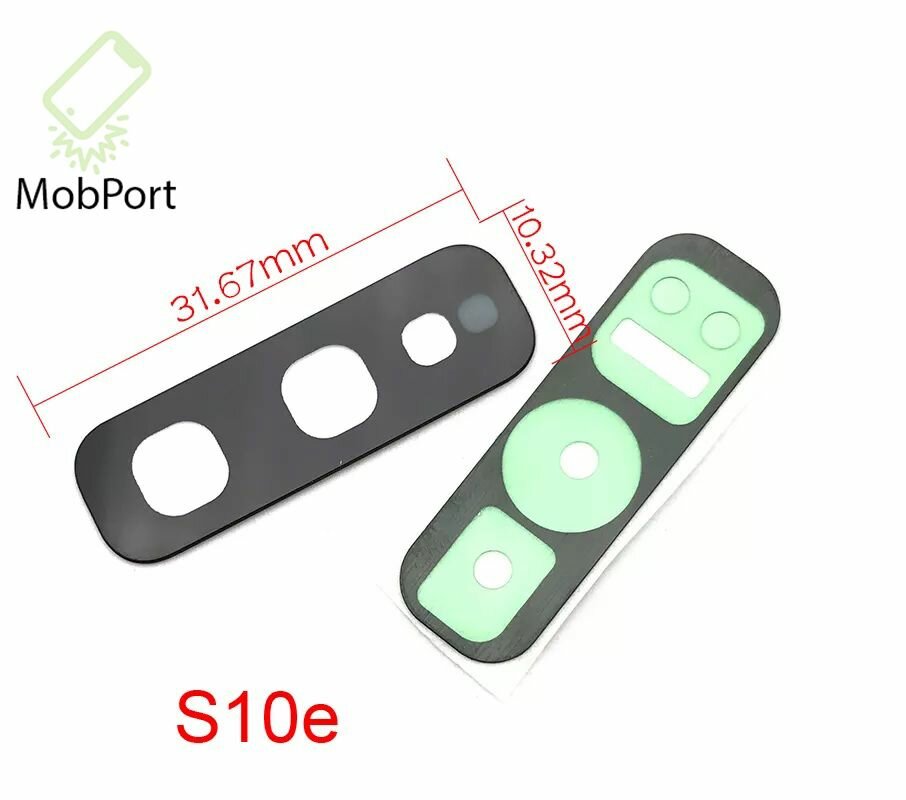 Стекло камеры, для Samsung Galaxy S10e G970F, черное, 31x10x2 мм, 1 шт. — фото 1