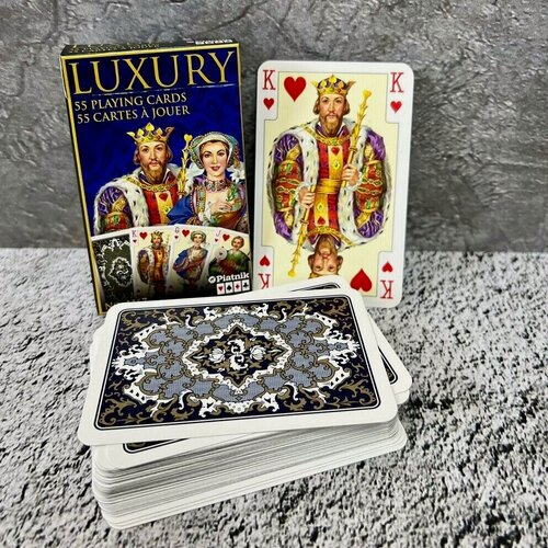 Изображение товара Карты игральные 55 шт. "Роскошные", Piatnik пластиковое покрытие, синяя рубашка 54