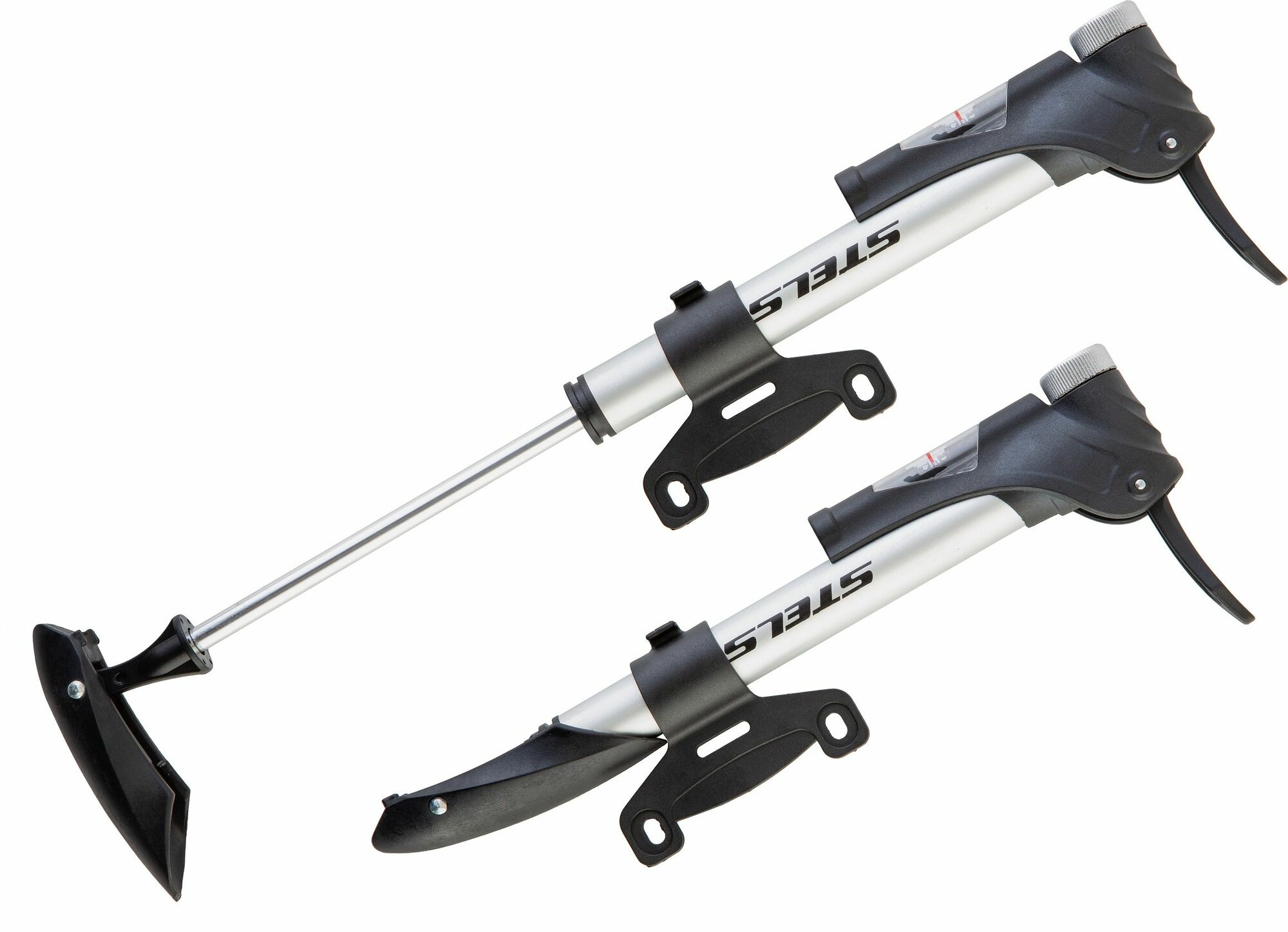 фото Насос ручной M21B-01 STELS алюминиевый с маноментром серебристо-чёрный 270мм (item:110)