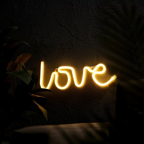 Неоновая вывеска светильник Любовь белый 35 x 13 см 1098₽