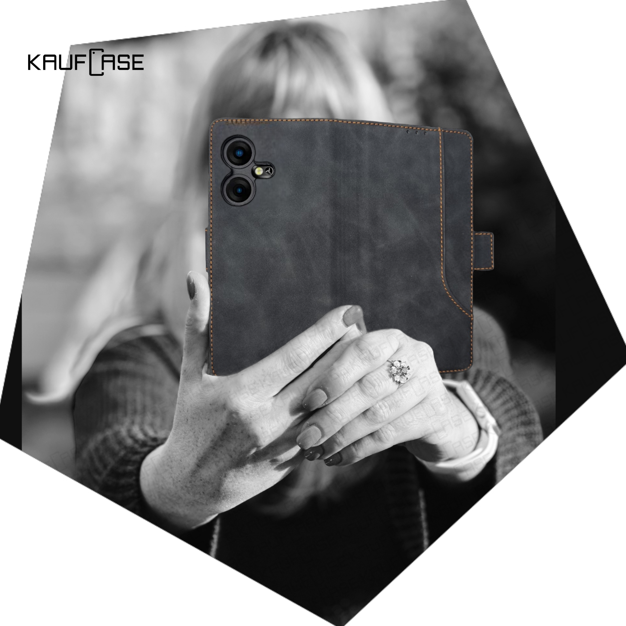 Чехол книжка с карманом кошельком для вашего смартфона Tecno Pova Neo 3 (LH6n) (6.82"), черный. Матовая текстура под кожу, дополнительный карман на крышке чехла, отделения для карт и купюр — фото 1