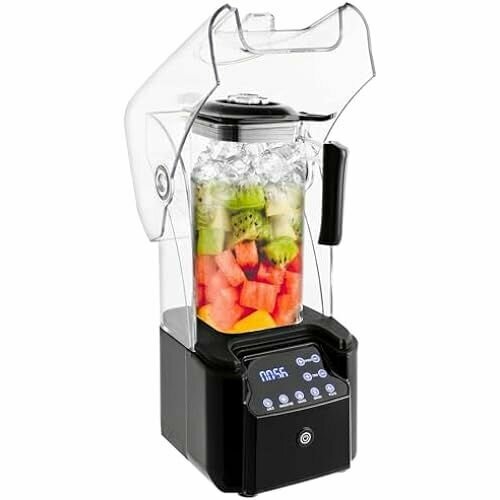 Звукоизолированный миксер-блендер PUDLOR блендер объемом 22 л высокопроизводительный смузи мощностью 2200 Вт сенсорный коммерческий миксер с таймером подходит для ресторанов отелей закусочных кафе и т д Черный 39646₽