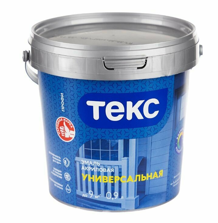 фото Эмаль акриловая Текс Профи белая глянцевая 0,9 л