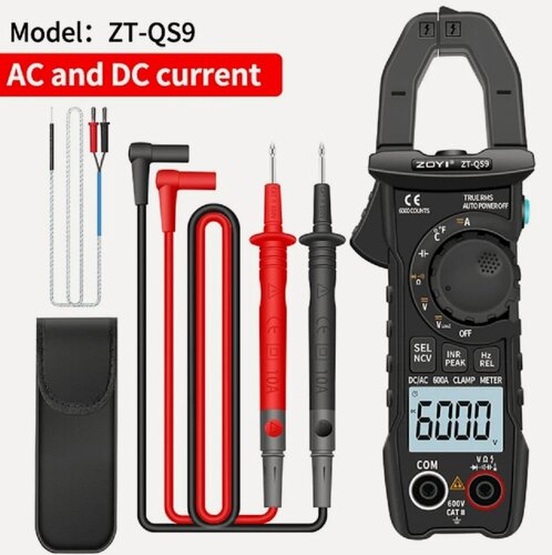 Изображение товара Клещи токовые профессиональные InRush(AC/DC), ZOYI ZT-QS9 с NCV до 600А. Гарантия 2 года. 17 функций.