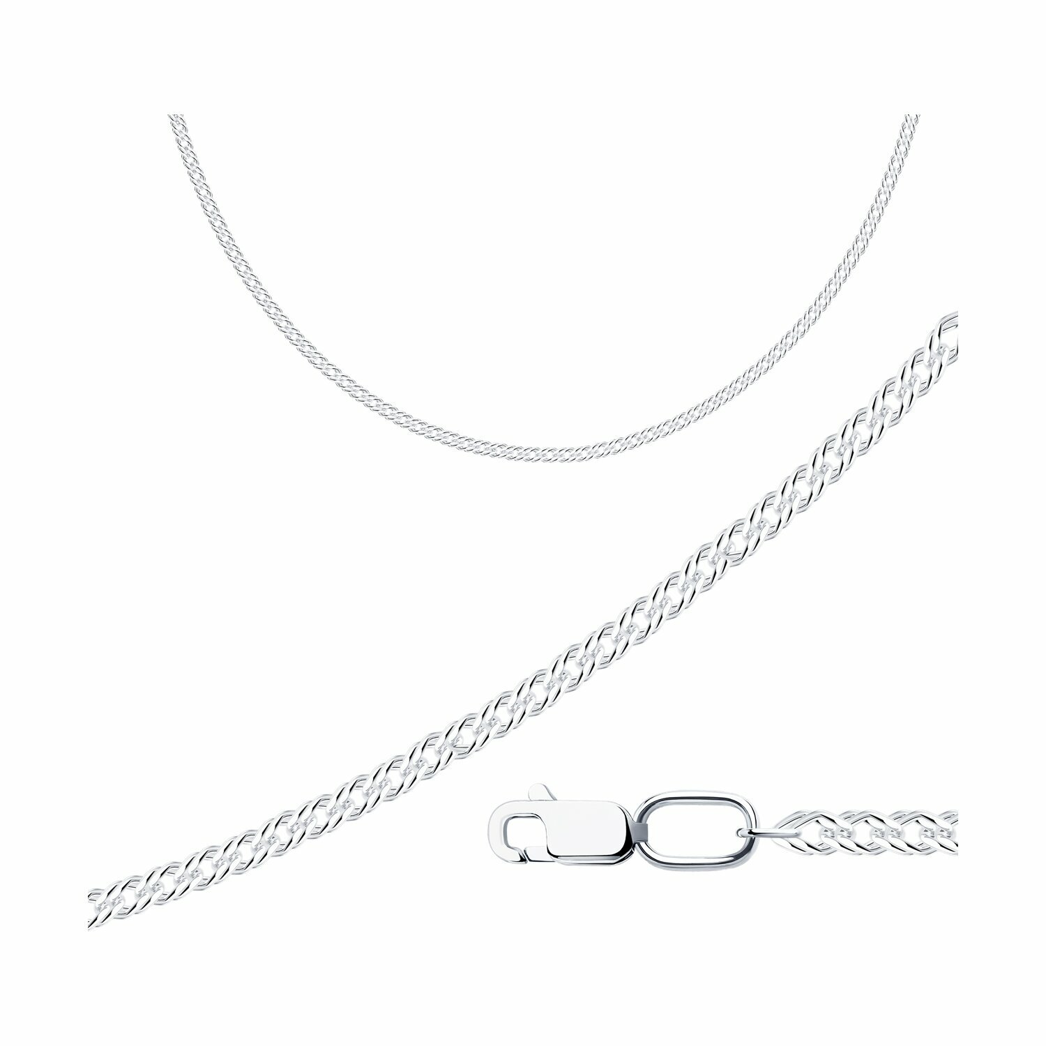 Серебряная цепь плетение Двойной Ромб DIAMANT-ONLINE 108858, 50