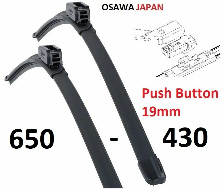 Бескаркасные стеклоочистителя Osawa для Voyah Free 2022- (Push Button 19 мм)