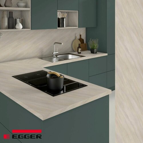 Изображение товара Столешница для кухни Egger 800х600x38мм с торцевыми планками. Цвет - Камень Кальвия песочно-серый