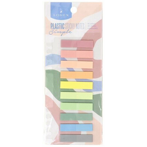 Закладки клейкие пластиковые LOREХ PLASTIC SIMPLE 10 цветов по 20 листов 45х10 мм 276₽