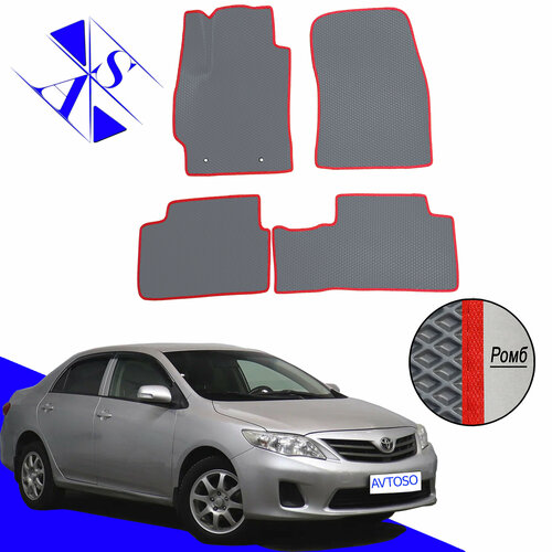 фото Автомобильные коврики eva/ева/эва для toyota corolla e150 2006-2013 (седан) серый красный avtoso
