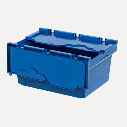 Изображение товара Ящик вкладываемый для хранения сплошной с распашной крышкой, голубой, 600х400х270, KV 6427 LF 64