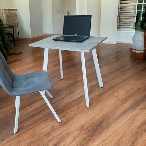 Изображение товара Игровой компьютерный стол/ Лофт, 80*60 см, цвет столешницы Бетон светлый, Ножки ник белые