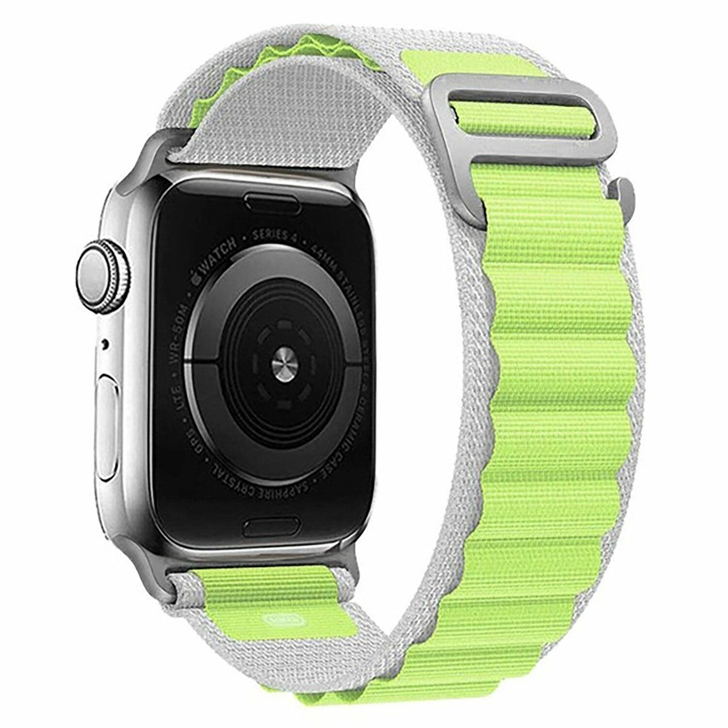 Ремешок для смарт-часов ApW27 Alpine Loop Apple Watch 38/40/41мм, текстиль, белый/зеленый, 1 шт