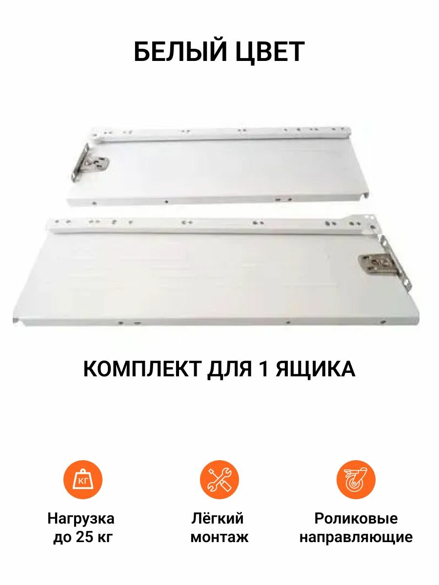Боковины на роликовых направляющих 150х500мм белые — фото 1