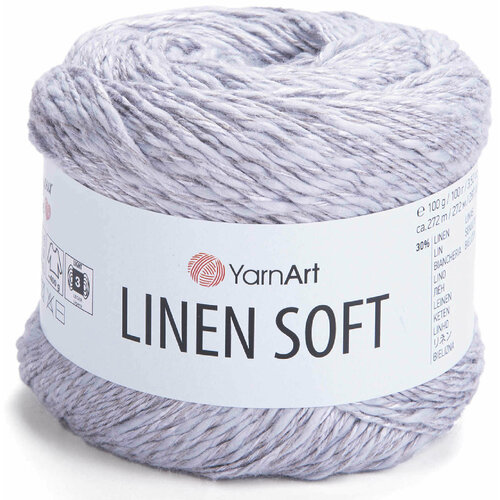 Пряжа YarnArt Linen soft светло-серый (7320), 30%лён/36%вискоза/34%хлопок, 272м, 100г, 1шт Alize