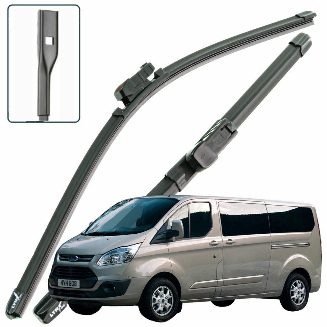 Дворники Ford Tourneo Custom M1 LRF / Форд Турнео Кастом 2012 2013 2014 2015 2016 2017 2018 Щетки стеклоочистителя бескаркасные автомобильные LYNXauto к-т 2шт, 750мм-700мм