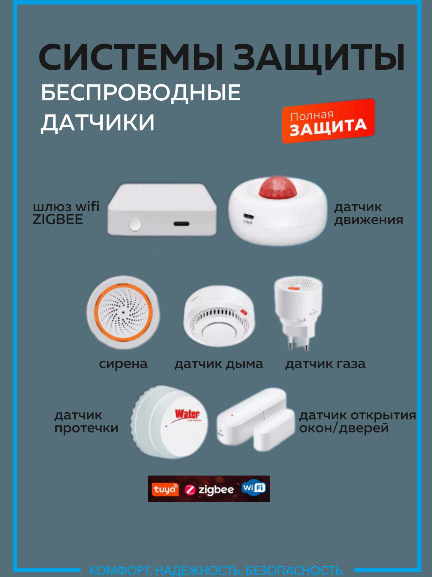 Набор системы защиты вашего дома, склада, квартиры, офиса. 7 Датчиков в комплекте