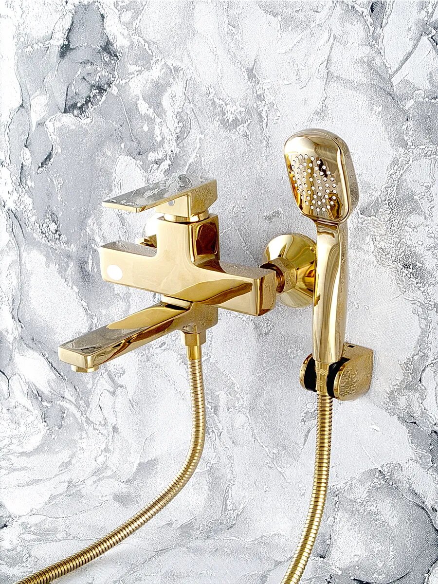 Смеситель для ванны Diadonna, латунь, цвет "золото", длина шланга 1500мм — фото 1