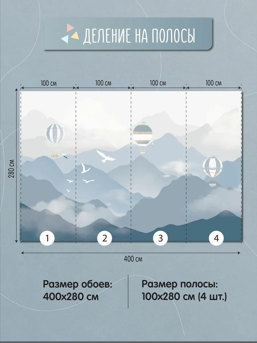 Фотообои Воздушные шары 400х280 см флизелиновые на стену Mondeco — фото 1