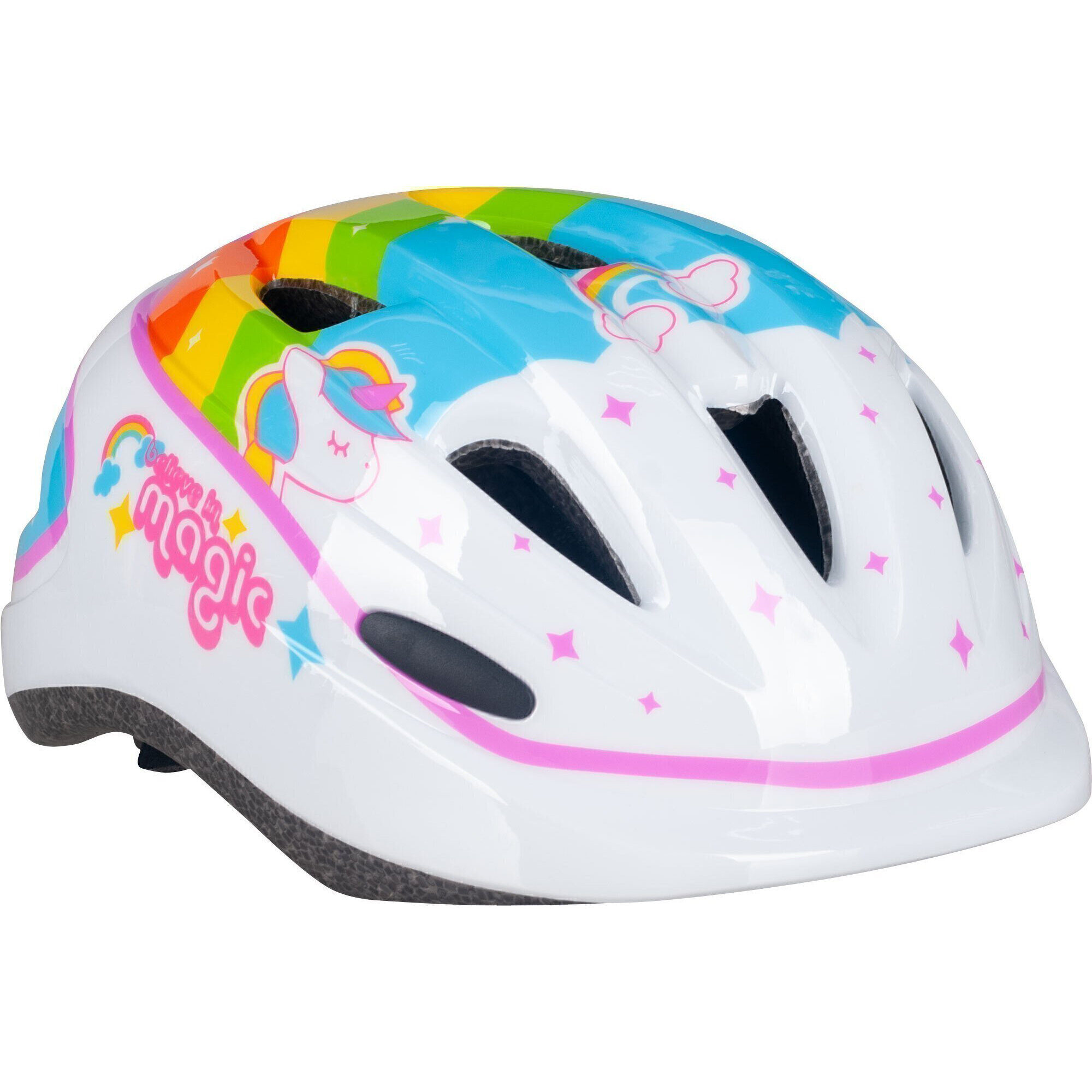 Защитный детский шлем для велосипеда/для роликов Sitis Rainbow цвет белый, размер 52-58 cм