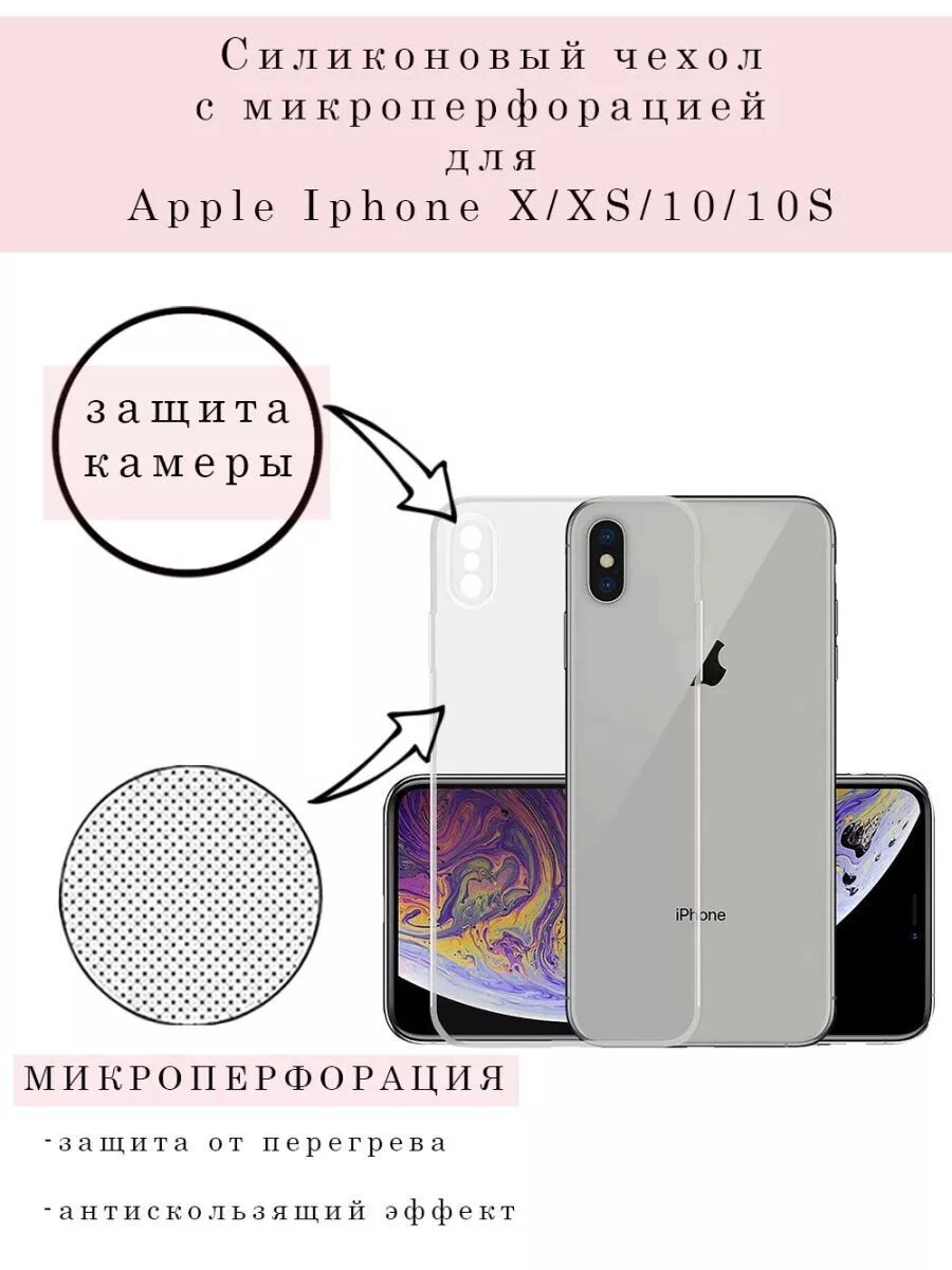 Чехол на iPhone X XS накладка силиконовая прозрачная