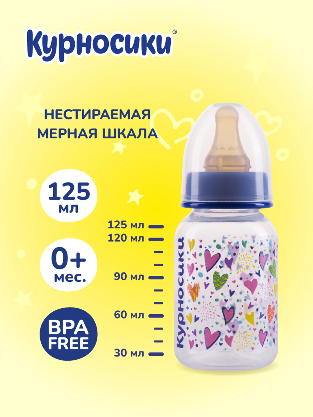 Бутылочка для кормления новорожденных Курносики синяя 