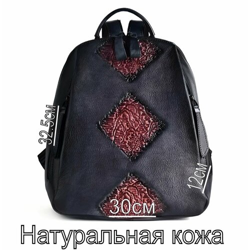 фото Рюкзак кожаноff, фактура рельефная, черная кожа