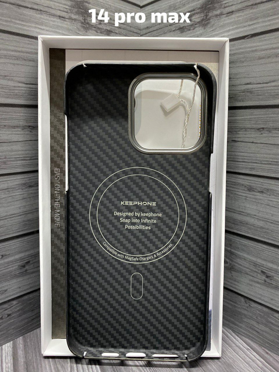 Чехол для iPhone 14 Pro Max с MagSafe Keephone KEVILAR, кевларовый чехол для Айфон 14 Pro Max черный — фото 1