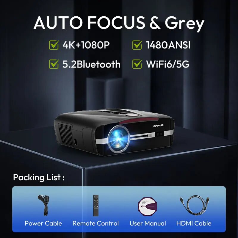 Цифровой проектор A9T Smart TV 1800 ANSI Lumens, NO MIC other same, вилка ЕС