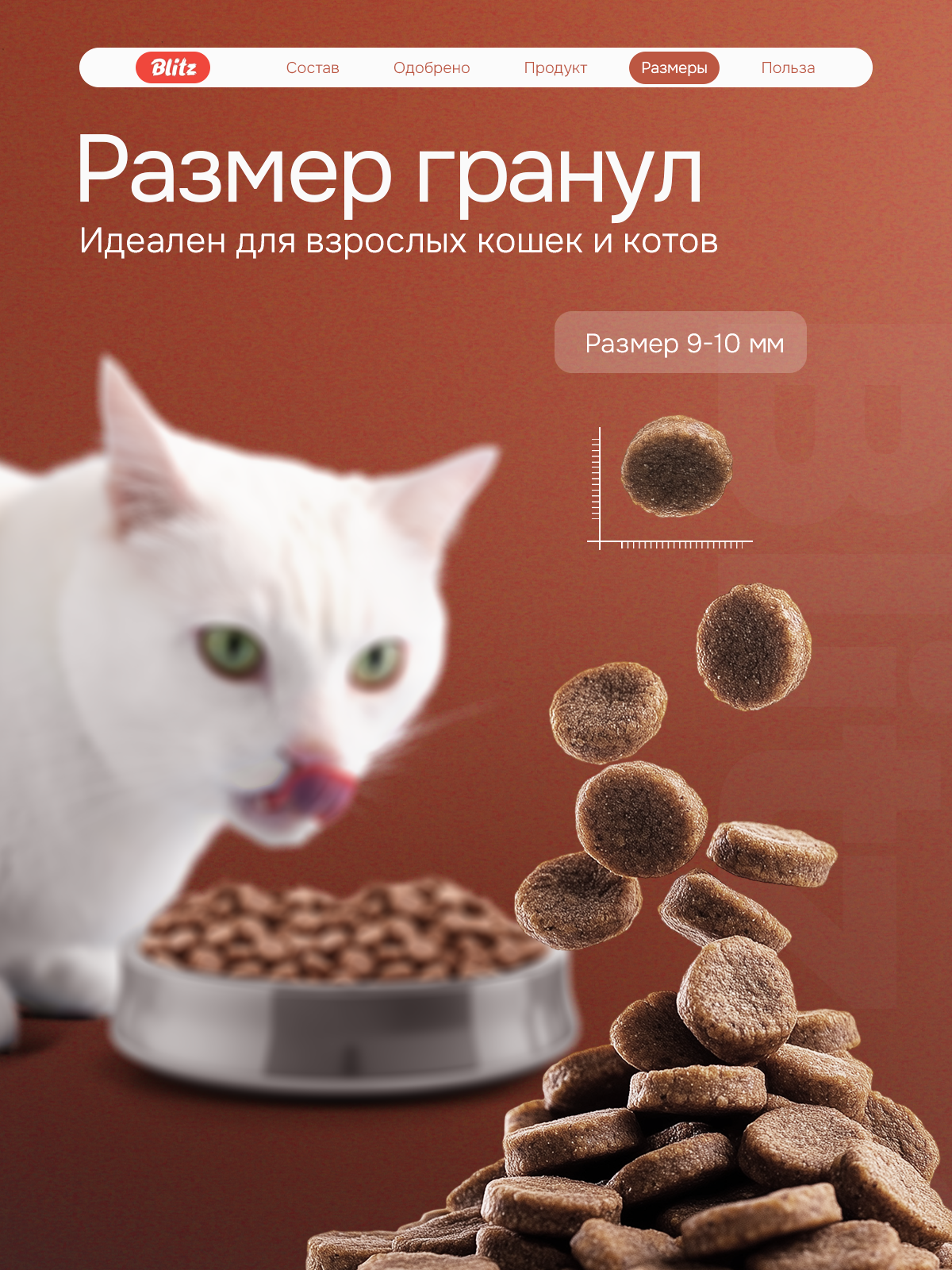 Сухой корм BLITZ ADULT CATS POULTRY / для взрослых кошек с домашней птицей/ 10кг — фото 1