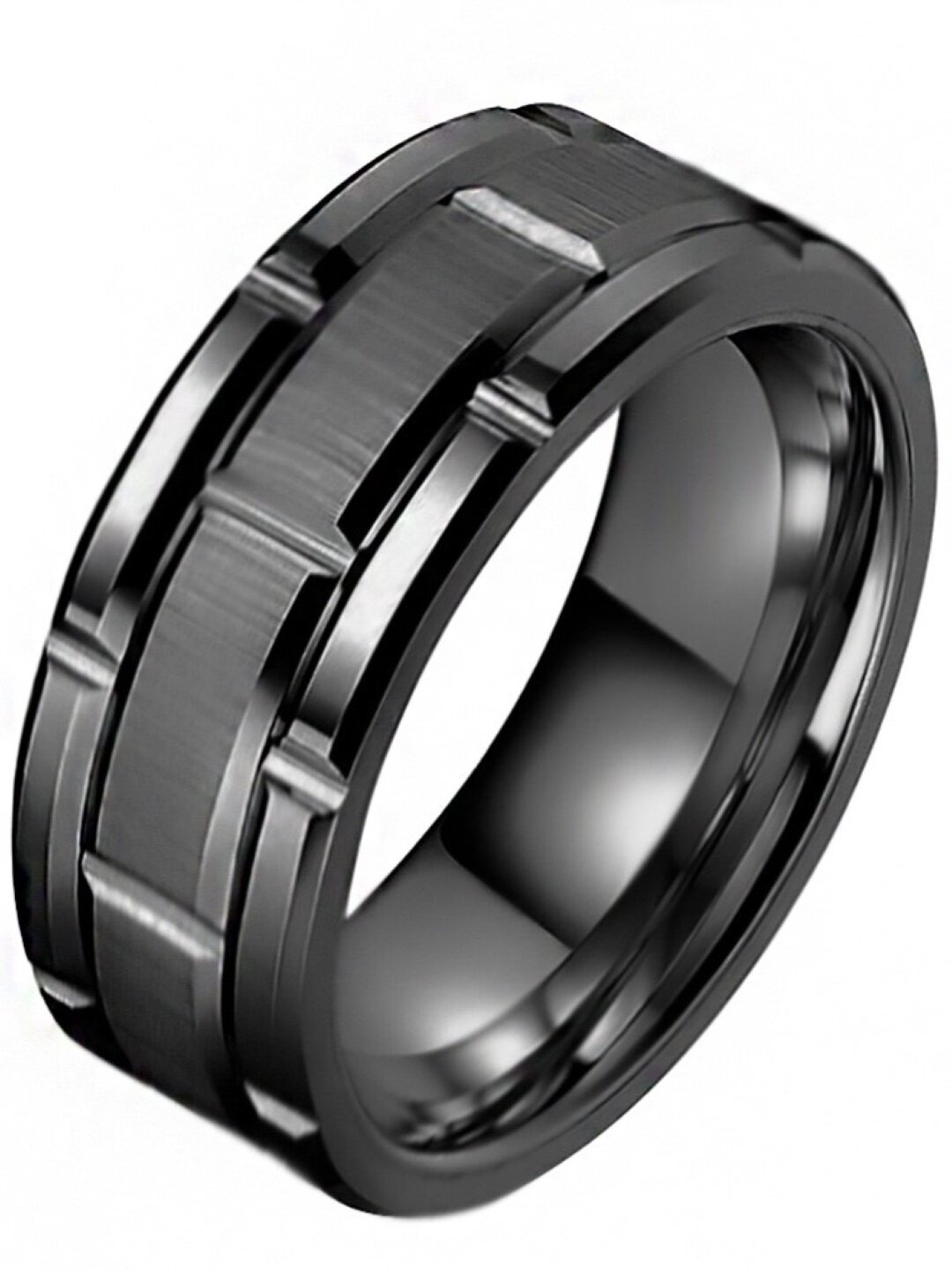 Кольцо, размер 21, ширина 8 мм, черный — фото 1