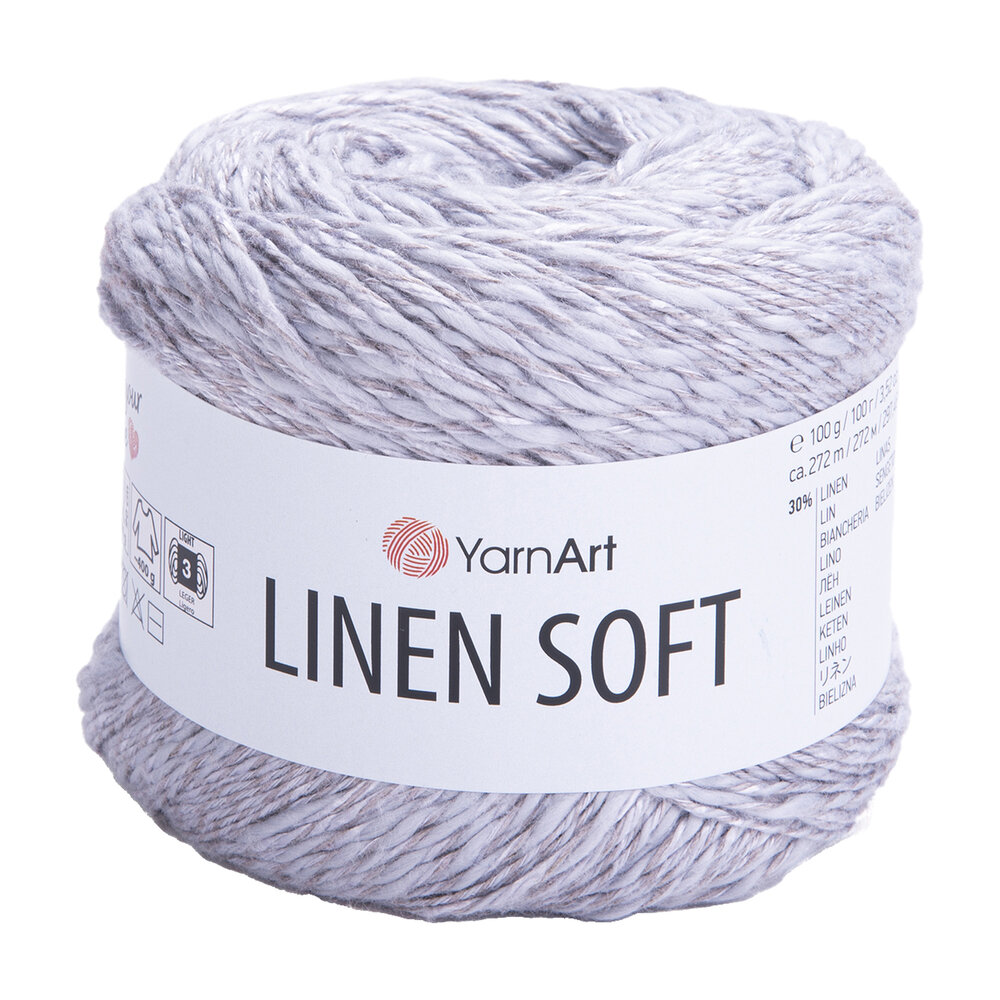 Пряжа для вязания YarnArt Linen soft 7320 светло-серый 100 гр/272 м 30% лён, 36% вискоза, 34% хлопок