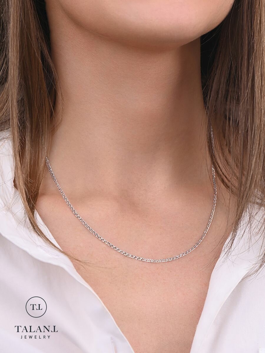 Цепь TALANT, серебро, 925 проба, родирование, длина 55 см, средний вес 1.57 г, , серебристый — фото 1