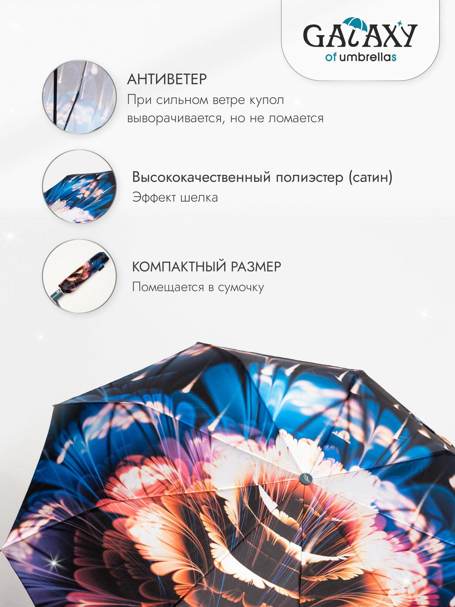 Зонт GALAXY OF UMBRELLAS, серый — фото 1