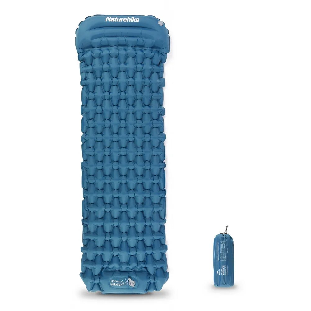 Ультралегкий Надувной коврик Naturehike FC-12, ножной насос, 580 г, до 150 кг, 198х59х6.5 см, нейлон+TPU, цвет Navy Blue
