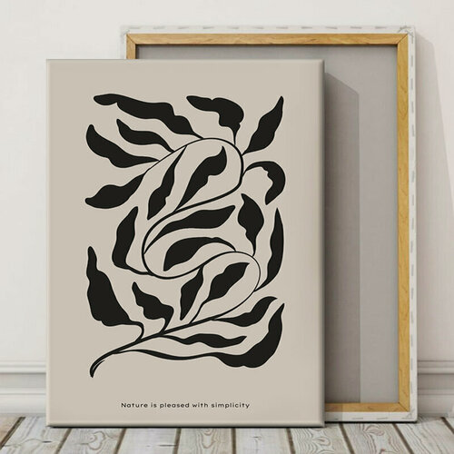 Изображение товара Картина на холсте 40х50 см "Изогнутая ветка с листьями", на стену для интерьера