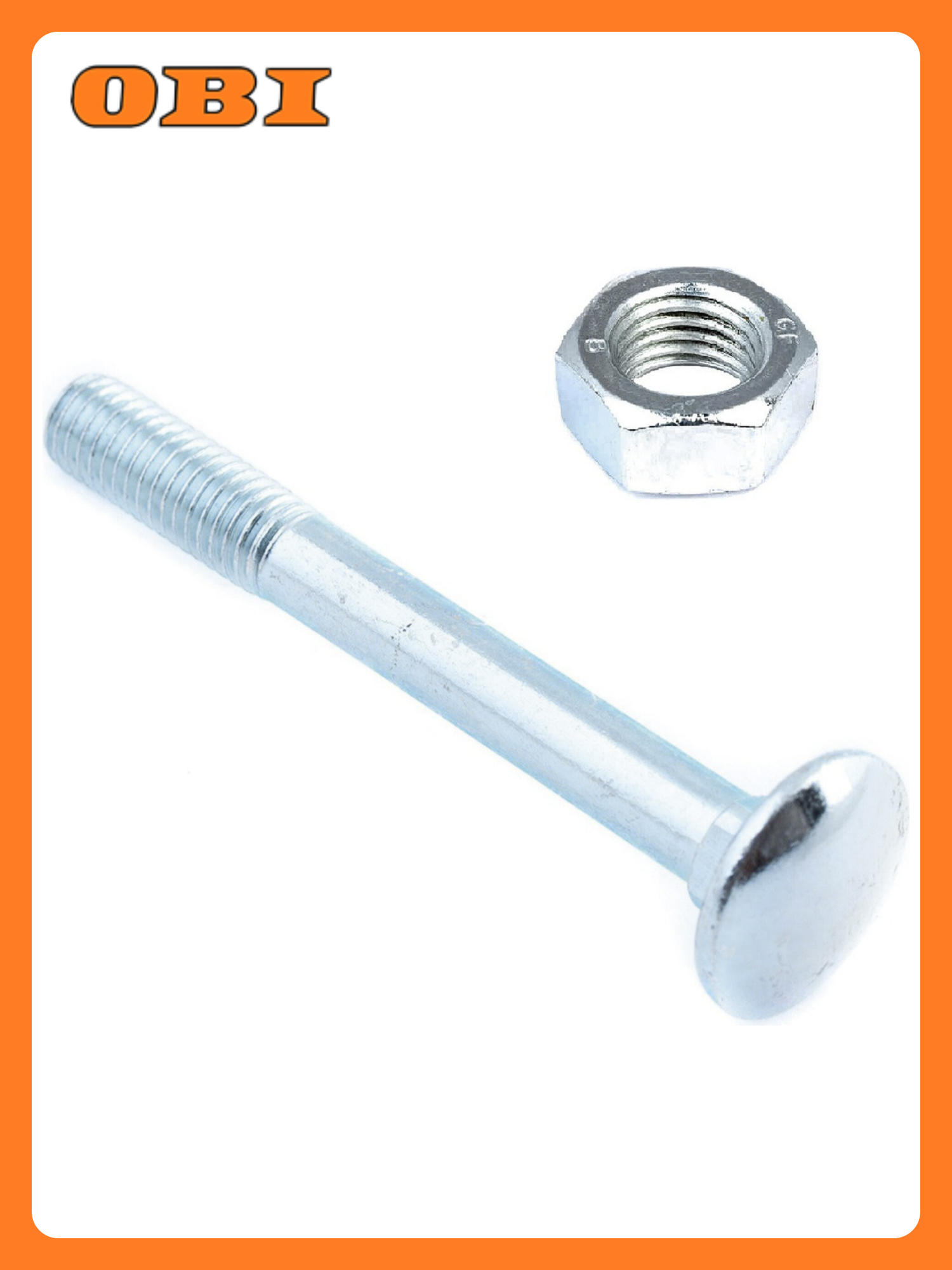 Болт DIN 603 Elemental M6x90 с гайкой сталь оцинкованный 4 шт