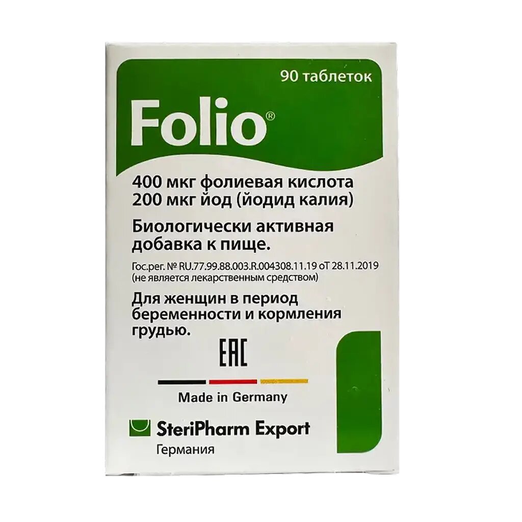 Фолио / Folio таблетки покрыт. об. массой 95 мг 90 шт