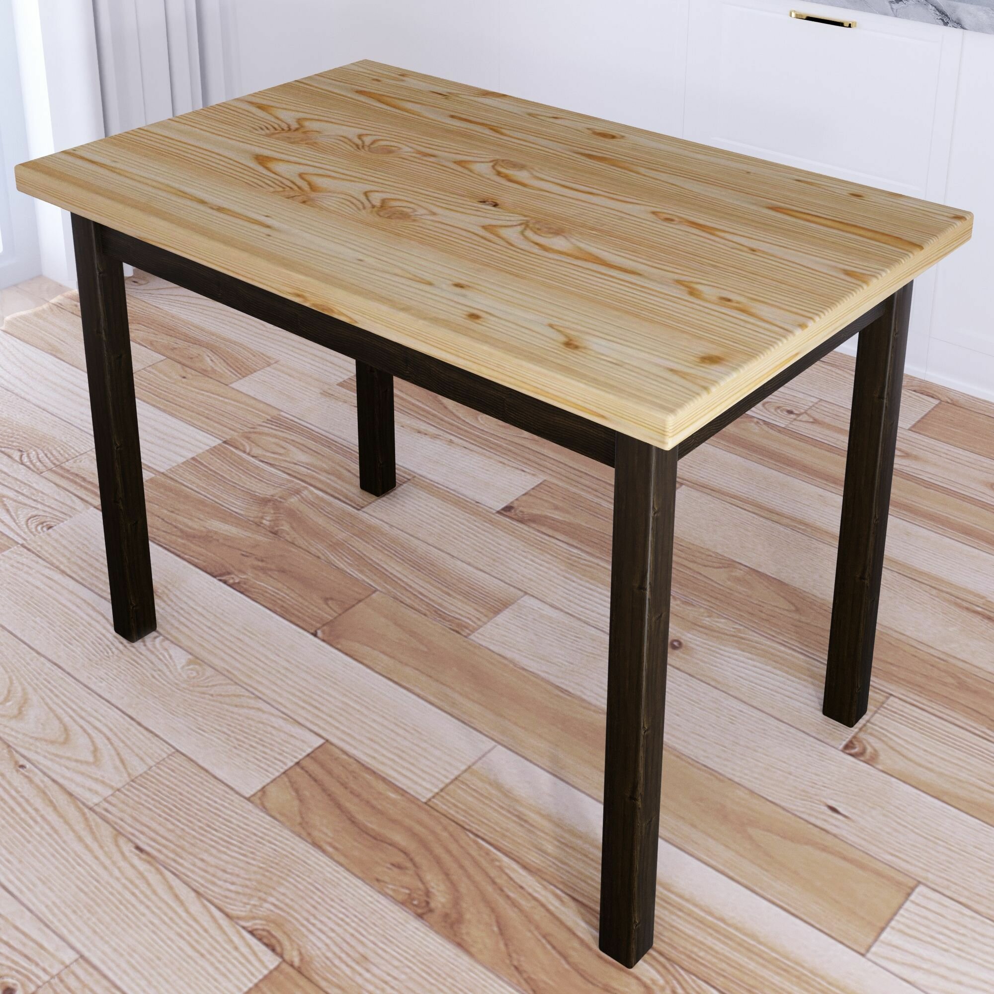 Стол кухонный Классика с лакированной столешницей из массива сосны 40 мм и ножками цвета темного дуба, 110х60х75 см