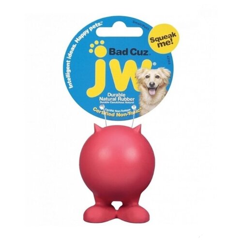 фото J.w. игрушка для собак - мяч на ножках с рожками, каучук, средняя bad cuz, medium цвет:синий, красный jw