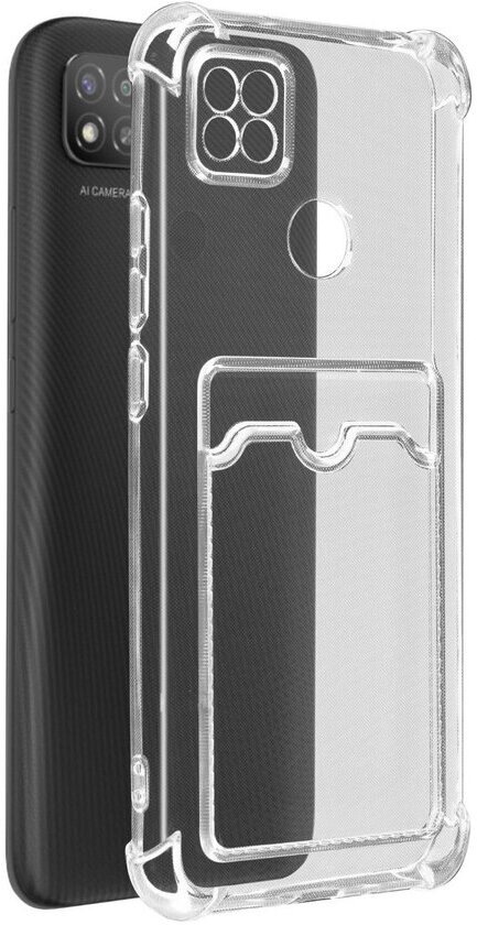 Защитный силиконовый чехол с кармашком для Xiaomi Redmi 9C/ Бампер для смарфона Сяоми Редми 9С с картхолдером для банковских карт черный