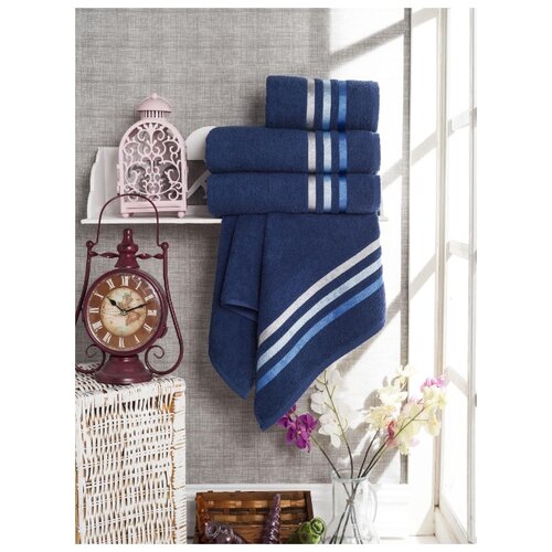 фото Набор полотенец "vevien"; арт: 8286-синий ; размер: набор из 4 штук meteor