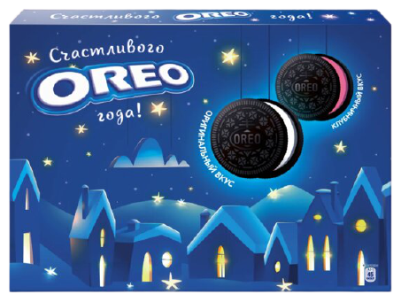 Печенье Oreo со вкусом клубники и ванильным вкусом Новогодняя серия, 456 г
