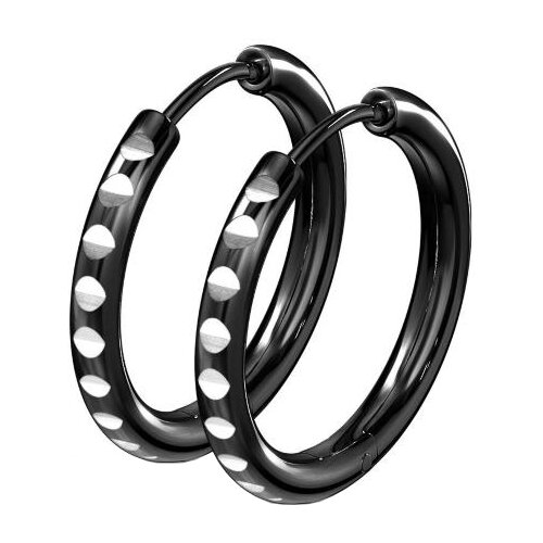 Серьги кольца из стали с рубцами, диаметр 12 мм, толщина 3 мм