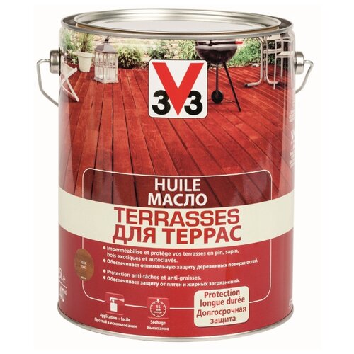 фото Масло v33 для террас, тик, 5 л