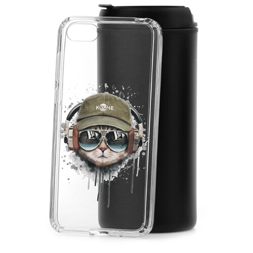 фото Чехол на honor 7a kruche print кот в наушниках