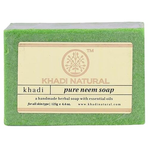 Khadi Natural Мыло кусковое Pure neem soap, 125 г натуральное мыло с нимом и тулси khadi natural кади нейчерал 125г