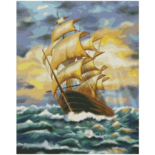 Вышивка крестиком 46х56 - Парусник в море