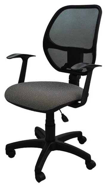 Компьютерное кресло Меркурий ПВМ, цвет серо-чёрный, спинка чёрная сетка